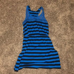 Black and blue striped dress.